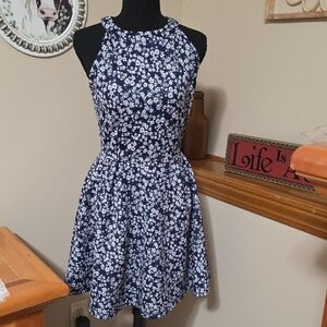 Copper Key Navy and White Floral Mini Dress